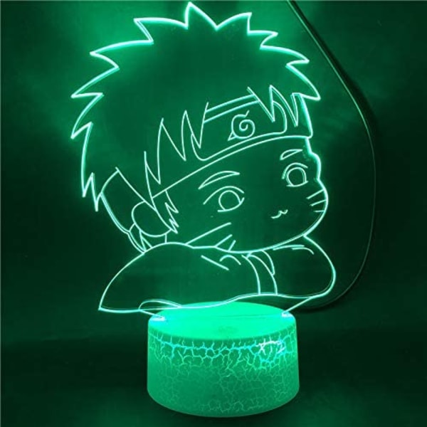Naruto Kakashi Uchiha Sasuke 3D Illusions nattlampe Smart Touch, RGB-effekt USB-kabeldrevet Kreativ 3D Japansk Anime Lampe