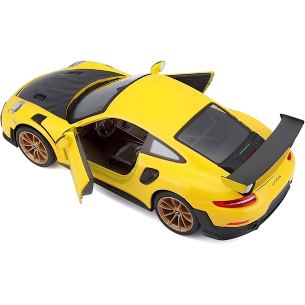 Maisto Porsche 911 GT2 RS Gul med Kolfiberhuv och Guld Fälgar Special Edition 1/24 Diecast Modellbil