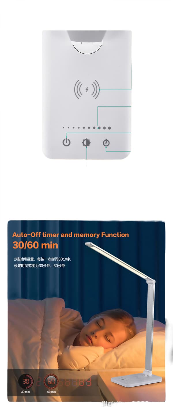 LED Skrivebordslampe Bordlampe Leselampe Med USB-Ladeport