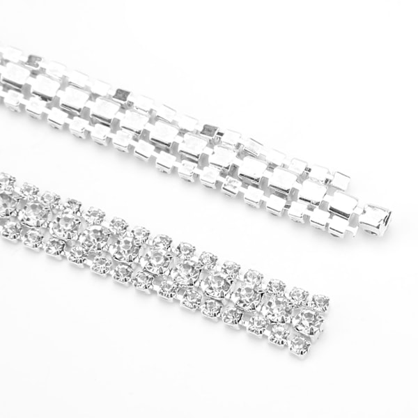 3 rækker DIY AB farve syning krystal rhinestone kæde dekoration tøj tilbehør #4(sliver)