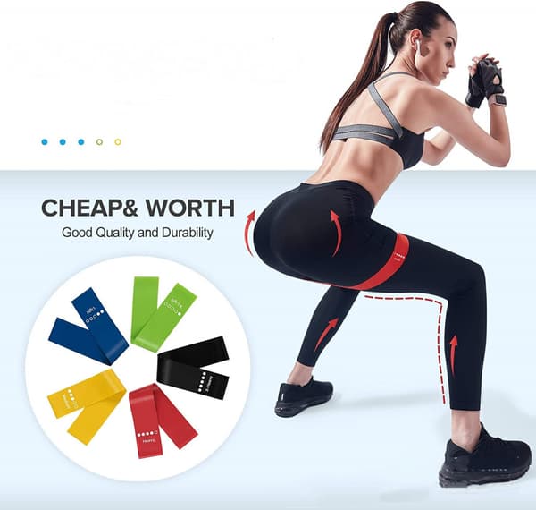 Træningsbånd til kvinder og mænd, 5 sæt strækbånd til booty legs, pilates flexbands
