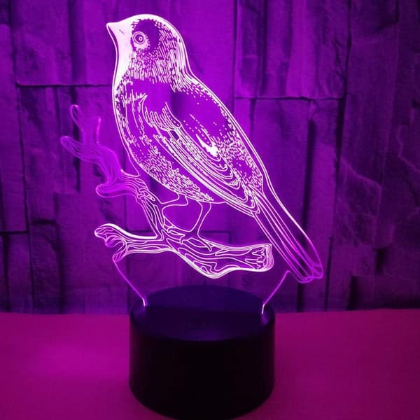 Fugl 3D lampe Sengelampe Jule LED Dekoration dreng Pige