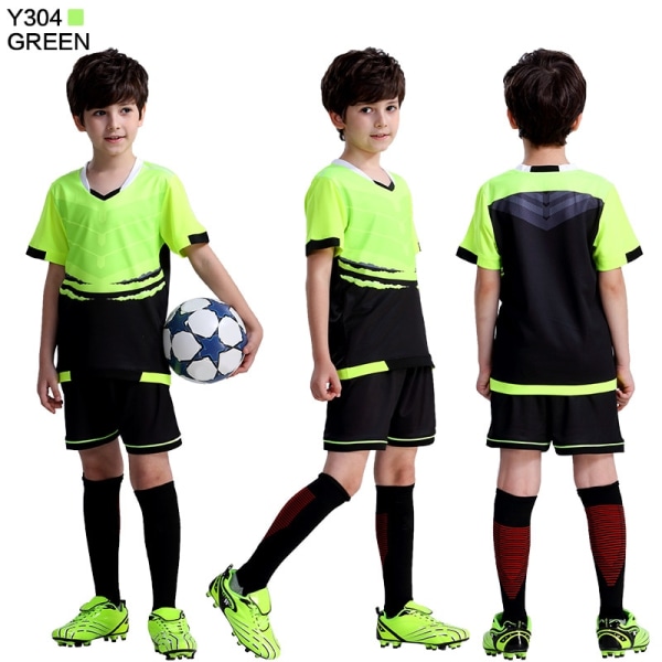 Fotbollströja Barn Personlig Fotbollströja Set Anpassad Polyester Fotbollsuniform Andas träningsfotbollsuniform För Pojke,Y304 Grön,3XS