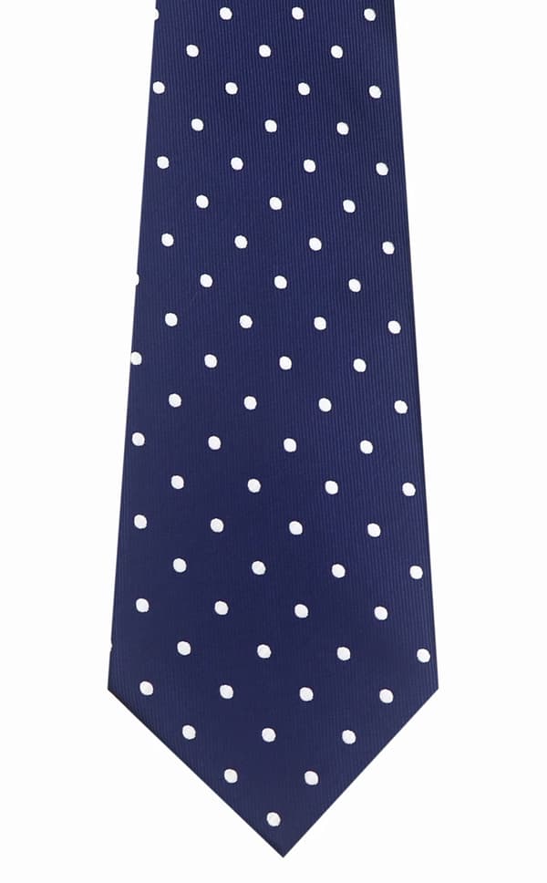 Herrslips med prickigt mönster, 8 cm bredd 145 cm längd, jacquardvävd mikrofiberpolyesterslips, klassisk marinblå vitprickig formell & vardaglig Navy White Dot