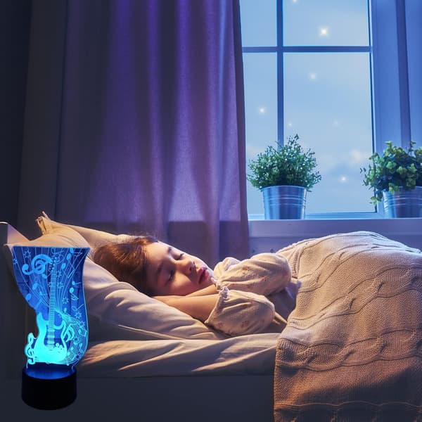 Guitar Lampe Guitar 3D Natlys Illusionslampe til Børn med