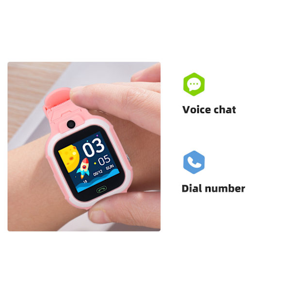 Børns Smart Watch IP67 Vandtæt Multifunktionel 4G Opkald Stemmebesked Intelligent Ur til Børn Pink