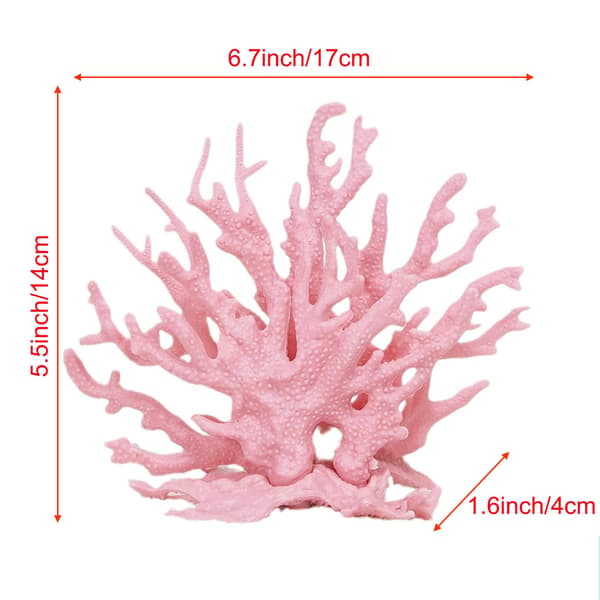 Kunstig akvariekorallpynt for akvarielandskapsdekorasjon, 6,7”x5,5”x1,6” Pink