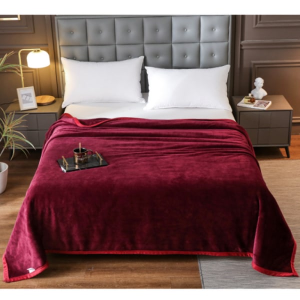 Blød fleece tæppe super blødt hyggeligt sengetæppe claret 120*200 cm