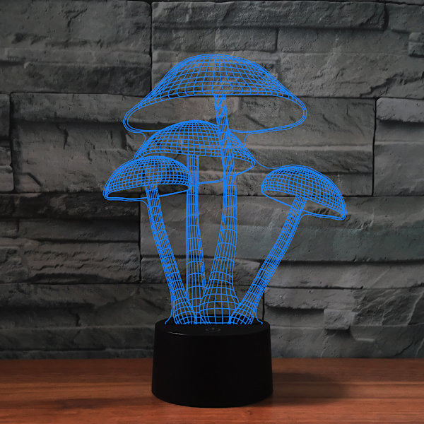 3D Nattlampa Svampar Illusion 7 Färgförändrande Touch Switch Bordsdekoration Lamp Acrylic Flat ABS Bas USB-kabel Födelsedagspresent Leksaker