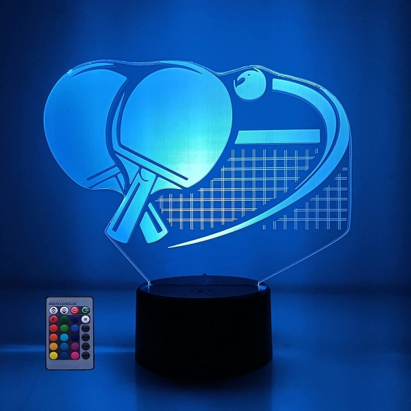 Creative 3D Ping Pong Paddle Night Light USB driven fjärrkontroll