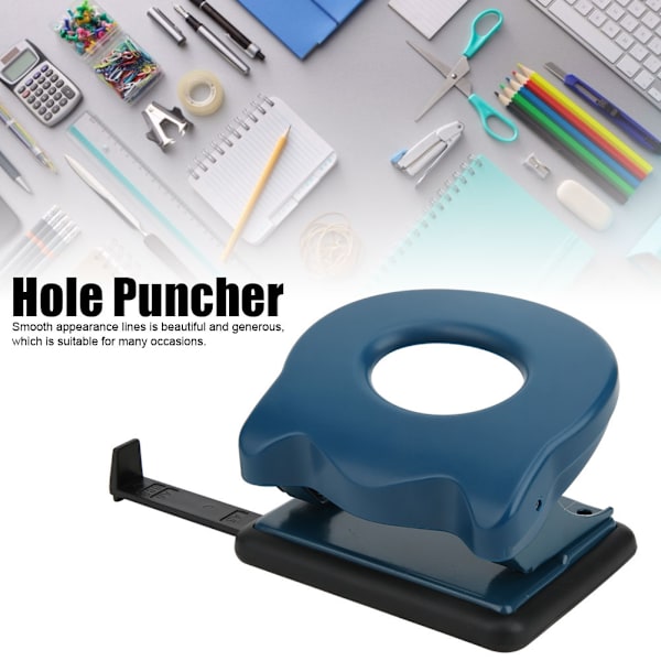 Paper Hole Puncher Punching Machine Office Supplies Two Hole Hand Tool Blue for 20 Pages