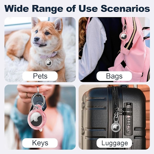 【2 kappaletta】 Airtag-pidike Air Tag -kotelo avaimenperällä, naarmuuntumaton Airtags-avaimenperä Apple Air Tagseille, Airtag-tarvikkeet GPS-esineiden paikannuslaitteelle, Clear Clear Pink