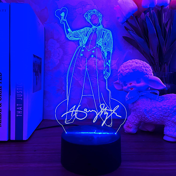 Harry Edward Styles 3D Sångare Idol Nattlampa Harry Styles lampa Present till Fans Sovrumsdekoration Ljus Led Sensor Färgbyte Arbetsbordslampa (16 Färger