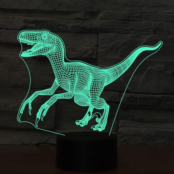 Raptor Abstrakt 3D LED Optisk Illusions Natlampe 7 Farver