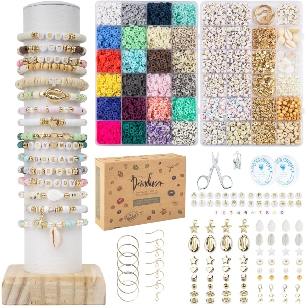 Armbandssats 7200 st Polymer Heishi-pärlor med berlocker Presenter för vuxna för flickors hantverk
