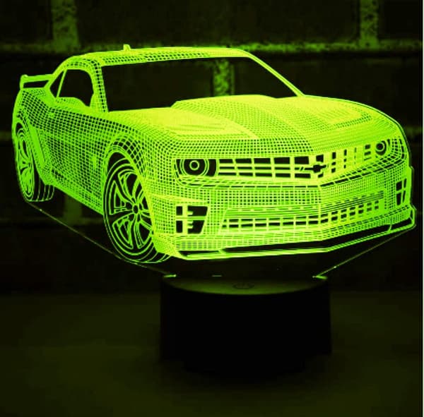 3D Bil Natlys Lampe Illusion 7 Farveskiftende Touch Swit