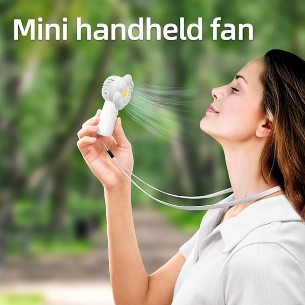 Mini Portabel Fläkt Söt Handhållen Fläkt Uppladdningsbar, 3 Vindhastigheter, USB Söt Design, Tyst Fickfläkt, Personlig Liten Fläkt