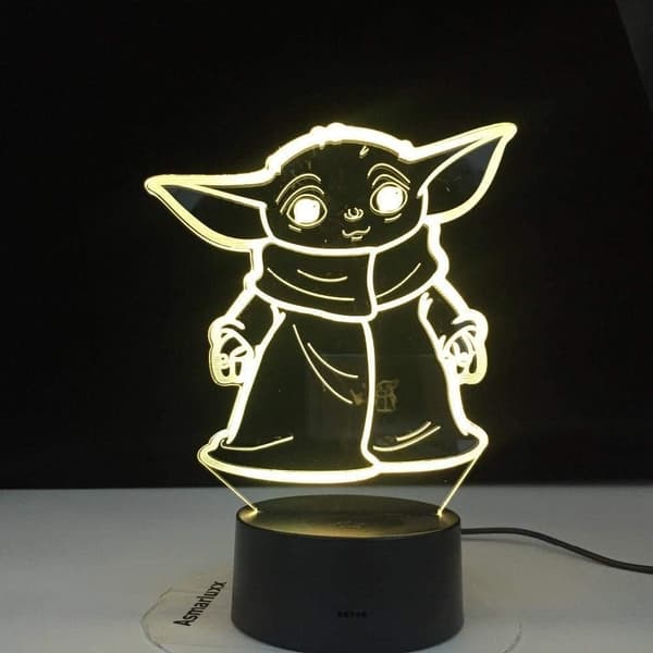 3D LED Illusion Lampe 16 Farvekonverteringslys Mini Yoda 3D