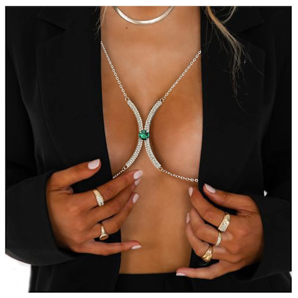 Kvinnors Rhinestone Monterad Bröstkedja Bikini Underkläder