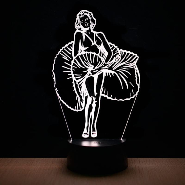 Marilyn Monroe lampa 3D Illusion Nattljus, Fjärrkontroll T