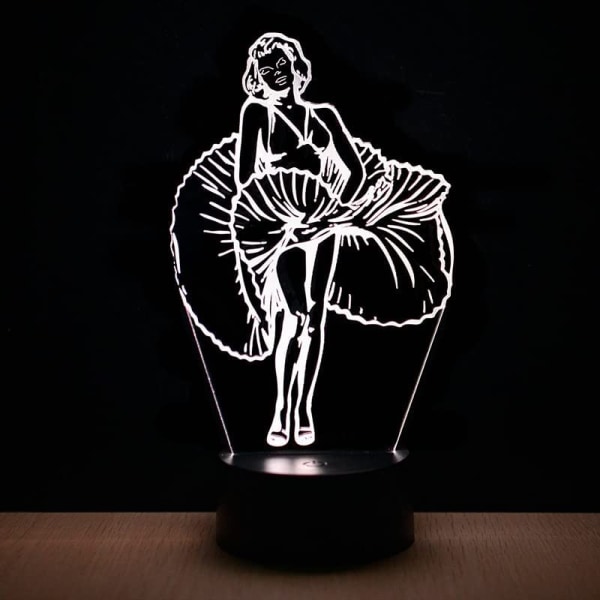 Marilyn Monroe Lampe 3D Illusions nattlys, fjernkontroll bordlampe, USB-lader belysning hjemmedekorasjon for barn, bursdagsgave LED-farger O
