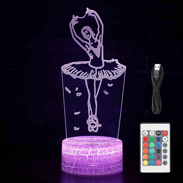 Balett Ballerina 3D LED Optisk Illusion Dekorationsbord La