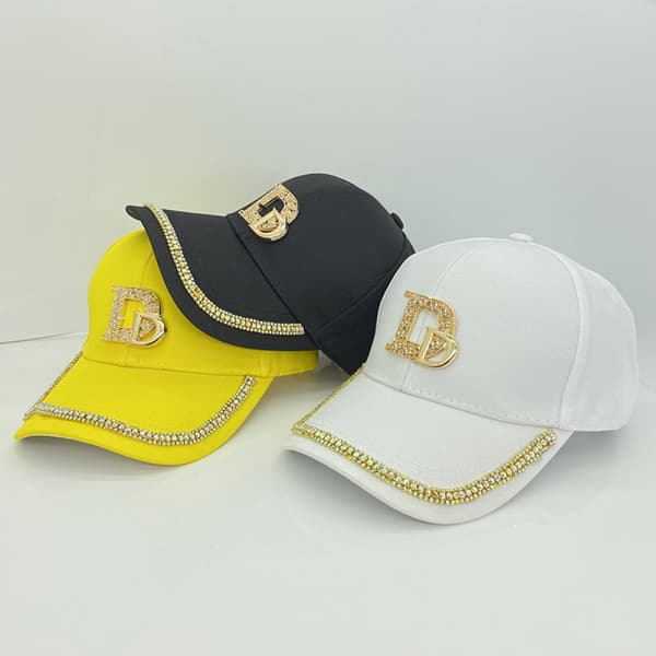 Hatt Dame Sommer Lys Diamant Stor Bokstav Etikett Peaket White