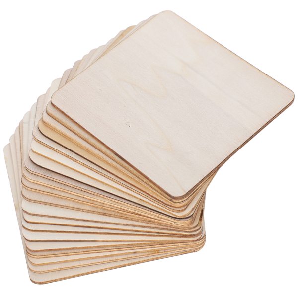 20 st fyrkantiga träskivor barn DIY konst hantverk träflis för koppmatta pussel 9,8 cm