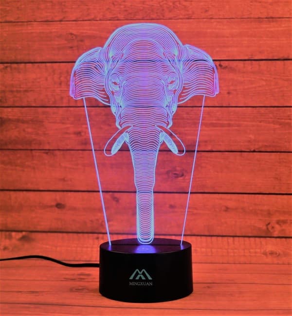 Elefantti 3D Yövalo 7 Väri LED Kosketus Pöytävalaisin E