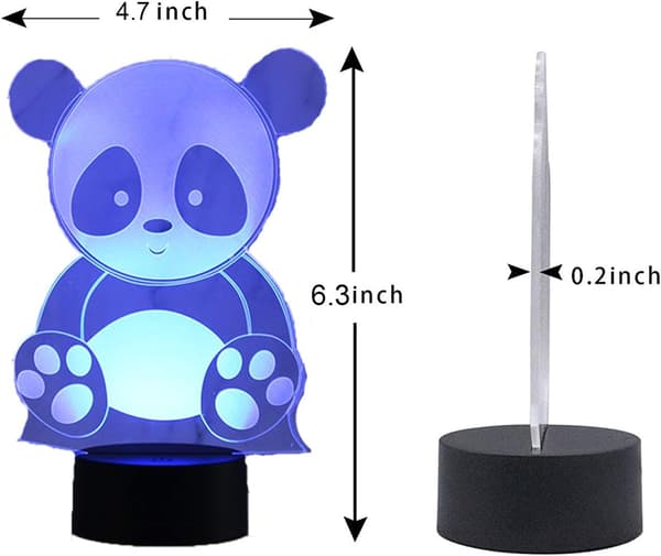Panda 3D LED-lys Illusjonslys for barn Optisk illusjon