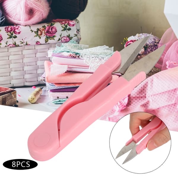 24 st sytrådsaxar transparenta lock DIY sömnadssaxar garn trådsaxar rosa