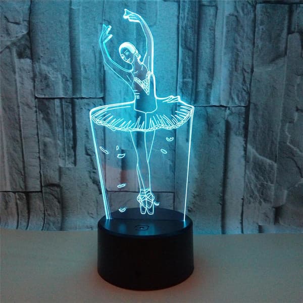 Balletdanser 3D Bordlampe 3D Illusion Kunst Natlampe USB Le
