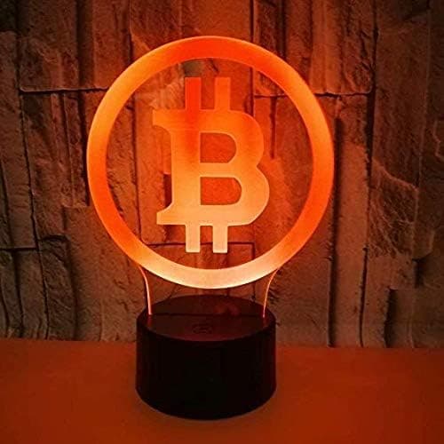 3D Bitcoin Natlampe Bordlampe Dekor Bord Skrivebord Optisk I