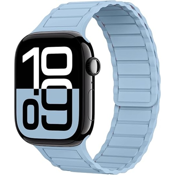 Magnetisk Länk Solo Loop Sport Silikonarmband Kompatibla med Apple Watch Ultra 2/Ultra SE Serie 10 9 8 49mm 46mm 45mm 44mm 42mm 41m Blue Fog