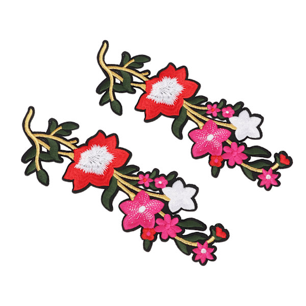 Blomster Patch 2 Blomster Lyse Farvet Polyester Special Mønster Broderet Patch til Tasker Tøj Nederdele Sko Rød