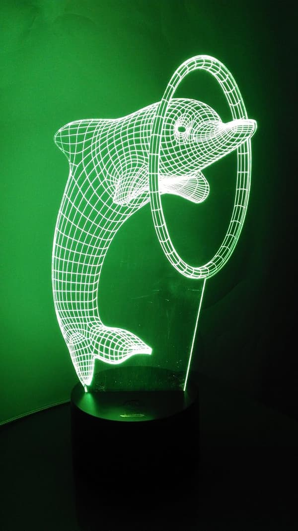 Dolphin 3D Natlys LED Illusion Lampe Sengelampe Bordlampe