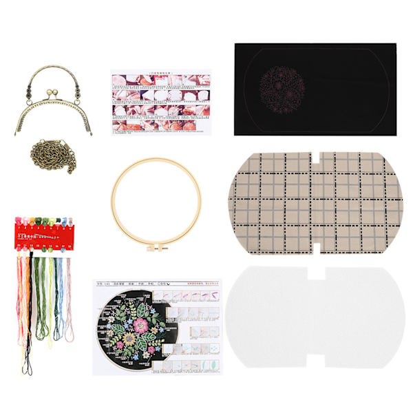 DIY broderi taske blomstermønster bærbar håndtaske krydset taske 16,5 cm (ikke færdig) (Motif de fleur étoile )