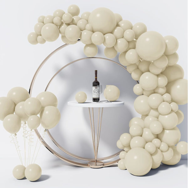 130 stk. hvide sandballoner i forskellige størrelser 18\" 12\" 10\" 5\" ballonbue guirlande sæt perfekt til fødselsdagsfest, dimission, babyshower, bryllup, Holi White Sand
