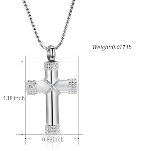 AVEKI Reb Winding Cross Cremation Ashes Urn Pendant Halskæde Minde Smykker Herrens Bøn Cross Ashes Halskæder, Sølv