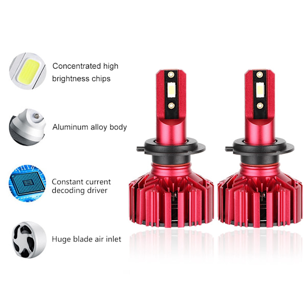 2 st 10000LM 60W Super Ljusa LED Bilstrålkastare Konverteringskit Strålkastare Glödlampor för H7
