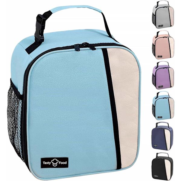 Lunchväska för kvinnor och män, återanvändbar lunchväska, lunchlåda med stor kapacitet, läckagesäker lunchväska med frontficka för arbete, kontor, picknick eller resor ( Light Blue