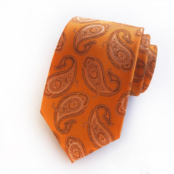 Nyt Klassisk Herre Paisley Silke Slips, Orange