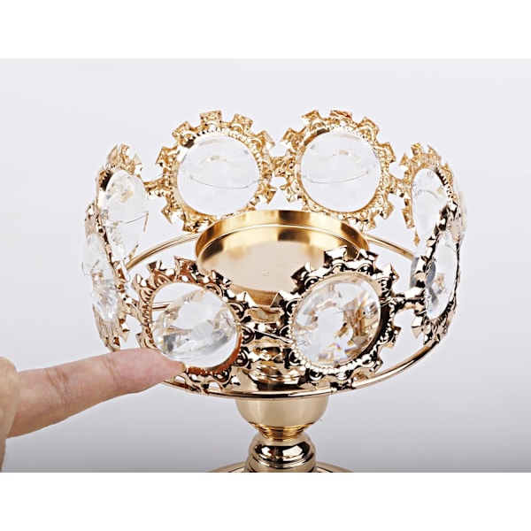 Guld Pillar Lysestage, Premium Guld Lysestageholder med Deluxe Krystal Design (Guld Krystal)