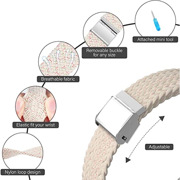 Elastisk flettet løkke for Apple Watch-reim 38 mm 40 mm 41 mm Kvinner/Menn, Solace Elastics Stretch Nylon Sportreim armbånd for iWatch-reimer serie 7