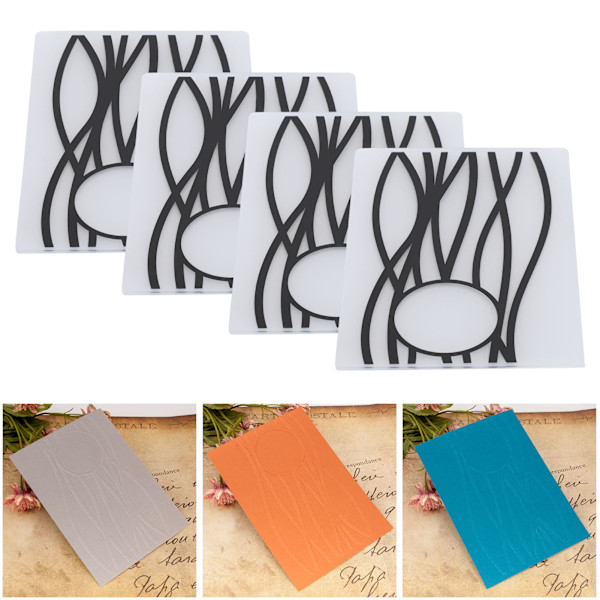 4 stk. plast prægemapper DIY kortfremstilling scrapbooking præget skabelon papirhåndværk EM243