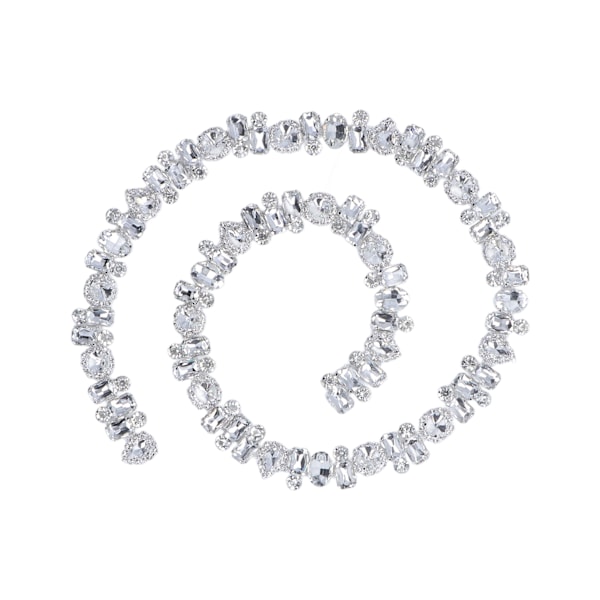 Rhinestone Trim 1 Yard Bright Color Fadeless Wear Resistant Thick Eye Catching Wide Application Rhinestone AppliqueWhite