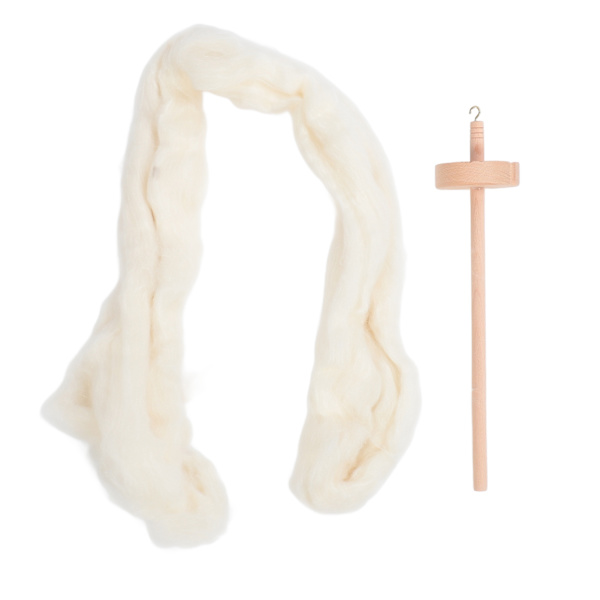 Träfallspindel Professionell DIY Garn Spinning Kit med Ulltopp för Nybörjare för Symaskiner
