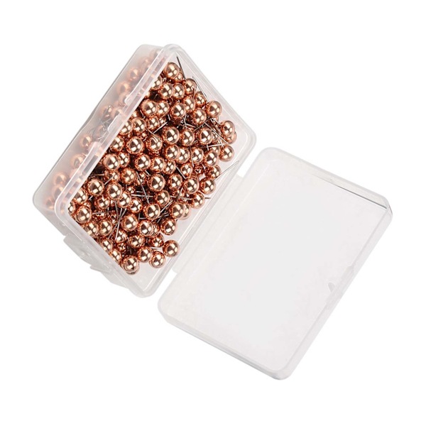 200 stk runde kuleplasttrykknåler Thumbtack Pins dekorativt DIY-verktøy (rosa gull)