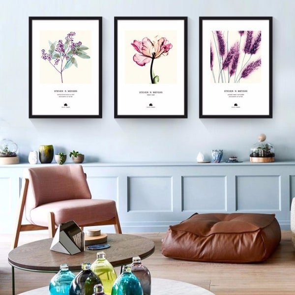 Pastorala blommor väggkonst canvas tryck affisch, enkel mode akvarell konst rita