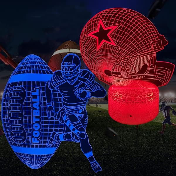3D Fodbold Natlampe 3D Illusion 7 Farveskiftende USB Tou